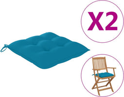 vidaXL - Stoelkussens - 2 - st - 40x40x7 - cm - oxford - stof - lichtblauw