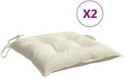 vidaXL - Stoelkussens - 2 - st - 40x40x7 - cm - stof - crèmewit