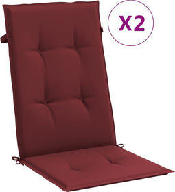 vidaXL - Stoelkussens - 2 - st - hoge - rug - 120x50x4 - cm - stof - gemêleerd - wijnrood