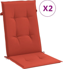 vidaXL - Stoelkussens - 2 - st - hoge - rug - 120x50x4 - cm - stof - gemêleerd - rood