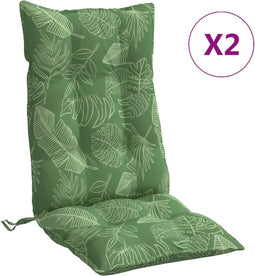 vidaXL - Stoelkussens - 2 - st - hoge - rug - bladpatroon - oxford - stof