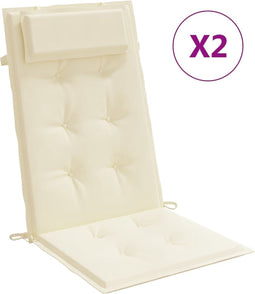vidaXL - Stoelkussens - 2 - st - hoge - rug - oxford - stof - crèmekleurig