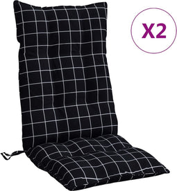 vidaXL - Stoelkussens - 2 - st - hoge - rug - ruitpatroon - oxford - stof - zwart