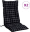 vidaXL - Stoelkussens - 2 - st - hoge - rug - ruitpatroon - oxford - stof - zwart