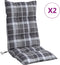 vidaXL - Stoelkussens - 2 - st - hoge - rug - ruitpatroon - oxford - stof - grijs