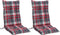 vidaXL - Stoelkussens - 2 - st - hoge - rug - ruitpatroon - oxford - stof - rood