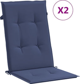 vidaXL - Stoelkussens - 2 - st - hoge - rug - stof - marineblauw