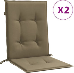 vidaXL - Stoelkussens - 2 - st - lage - rug - 100x50x4 - cm - stof - gemêleerd - taupe