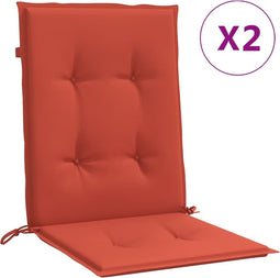 vidaXL - Stoelkussens - 2 - st - lage - rug - 100x50x4 - cm - stof - gemêleerd - rood