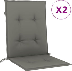 vidaXL - Stoelkussens - 2 - st - lage - rug - 100x50x4 - cm - stof - donkergrijs