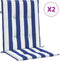 vidaXL - Stoelkussens - 2 - st - lage - rug - gestreept - stof - wit - en - blauw