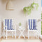 vidaXL - Stoelkussens - 2 - st - lage - rug - gestreept - stof - wit - en - blauw