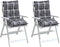 vidaXL - Stoelkussens - 2 - st - lage - rug - ruitpatroon - oxford - stof - grijs