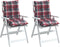 vidaXL - Stoelkussens - 2 - st - lage - rug - ruitpatroon - oxford - stof - rood