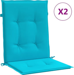 vidaXL - Stoelkussens - 2 - st - lage - rug - stof - turquoise