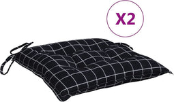 vidaXL - Stoelkussens - 2 - st - ruitpatroon - 40x40x7 - cm - stof - zwart
