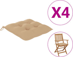 vidaXL - Stoelkussens - 4 - st - 40x40x7 - cm - oxford - stof - beige