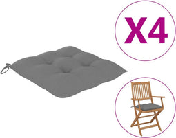 vidaXL - Stoelkussens - 4 - st - 40x40x7 - cm - oxford - stof - grijs