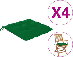 vidaXL - Stoelkussens - 4 - st - 40x40x7 - cm - oxford - stof - groen