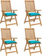 vidaXL - Stoelkussens - 4 - st - 40x40x7 - cm - stof - turquoise