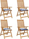 vidaXL - Stoelkussens - 4 - st - 50x50x7 - cm - stof - gestreept - wit - en - blauw