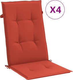 vidaXL - Stoelkussens - 4 - st - hoge - rug - 120x50x4 - cm - stof - gemêleerd - rood