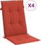 vidaXL - Stoelkussens - 4 - st - hoge - rug - 120x50x4 - cm - stof - gemêleerd - rood