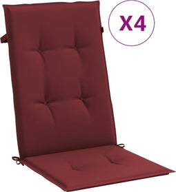 vidaXL - Stoelkussens - 4 - st - hoge - rug - 120x50x4 - cm - stof - gemêleerd - wijnrood