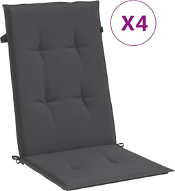 vidaXL - Stoelkussens - 4 - st - hoge - rug - 120x50x4 - cm - stof - gemêleerd - antraciet