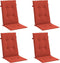 vidaXL - Stoelkussens - 4 - st - hoge - rug - 120x50x4 - cm - stof - gemêleerd - rood