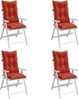 vidaXL - Stoelkussens - 4 - st - hoge - rug - 120x50x7 - cm - stof - gemêleerd - rood