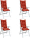 vidaXL - Stoelkussens - 4 - st - hoge - rug - 120x50x7 - cm - stof - gemêleerd - rood
