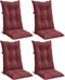 vidaXL - Stoelkussens - 4 - st - hoge - rug - 120x50x7 - cm - stof - gemêleerd - wijnrood
