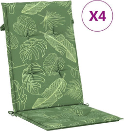 vidaXL - Stoelkussens - 4 - st - hoge - rug - bladpatroon - stof