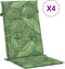 vidaXL - Stoelkussens - 4 - st - hoge - rug - bladpatroon - stof
