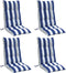 vidaXL - Stoelkussens - 4 - st - hoge - rug - gestreept - oxford - stof - wit - en - blauw