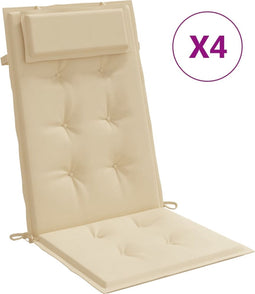 vidaXL - Stoelkussens - 4 - st - hoge - rug - oxford - stof - beige