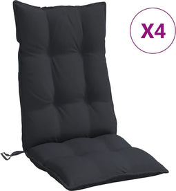 vidaXL - Stoelkussens - 4 - st - hoge - rug - oxford - stof - zwart