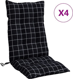 vidaXL - Stoelkussens - 4 - st - hoge - rug - ruitpatroon - oxford - stof - zwart