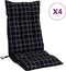 vidaXL - Stoelkussens - 4 - st - hoge - rug - ruitpatroon - oxford - stof - zwart