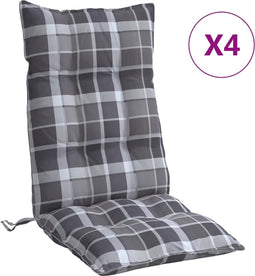 vidaXL - Stoelkussens - 4 - st - hoge - rug - ruitpatroon - oxford - stof - grijs
