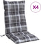 vidaXL - Stoelkussens - 4 - st - hoge - rug - ruitpatroon - oxford - stof - grijs