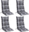 vidaXL - Stoelkussens - 4 - st - hoge - rug - ruitpatroon - oxford - stof - grijs