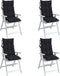 vidaXL - Stoelkussens - 4 - st - hoge - rug - ruitpatroon - oxford - stof - zwart