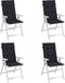 vidaXL - Stoelkussens - 4 - st - hoge - rug - ruitpatroon - stof - zwart