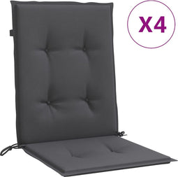 vidaXL - Stoelkussens - 4 - st - lage - rug - 100x50x4 - cm - stof - gemêleerd - antraciet