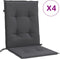 vidaXL - Stoelkussens - 4 - st - lage - rug - 100x50x4 - cm - stof - gemêleerd - antraciet