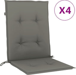 vidaXL - Stoelkussens - 4 - st - lage - rug - 100x50x4 - cm - stof - donkergrijs