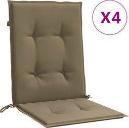 vidaXL - Stoelkussens - 4 - st - lage - rug - 100x50x4 - cm - stof - gemêleerd - taupe