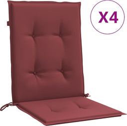vidaXL - Stoelkussens - 4 - st - lage - rug - 100x50x4 - cm - stof - gemêleerd - wijnrood